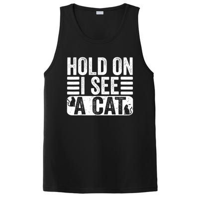 Hold On I See A Cat Funny Cat Lovers Sarcastic Saying PosiCharge Competitor Tank