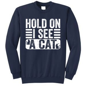 Hold On I See A Cat Funny Cat Lovers Sarcastic Saying Sweatshirt