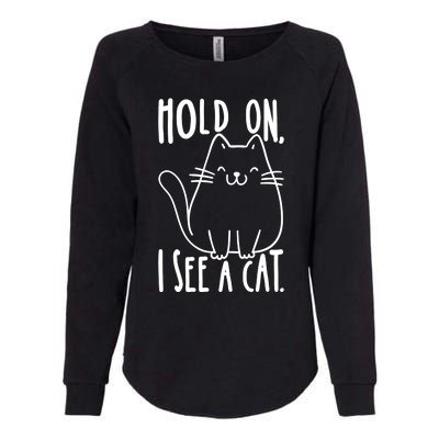 Hold On I See A Cat Funny Cat Kitten For Women Gifts Cat Mom Womens California Wash Sweatshirt