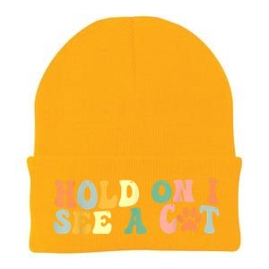 Hold On I See A Cat Funny Cat Lovers Sayings Valentines Day Knit Cap Winter Beanie