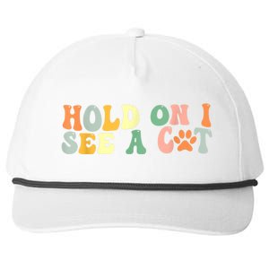 Hold On I See A Cat Funny Cat Lovers Sayings Valentines Day Snapback Five-Panel Rope Hat