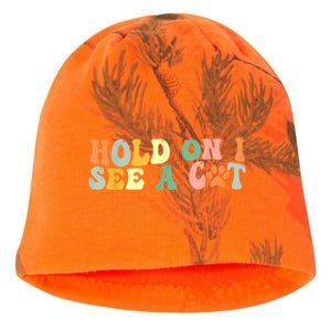 Hold On I See A Cat Funny Cat Lovers Sayings Valentines Day Kati - Camo Knit Beanie