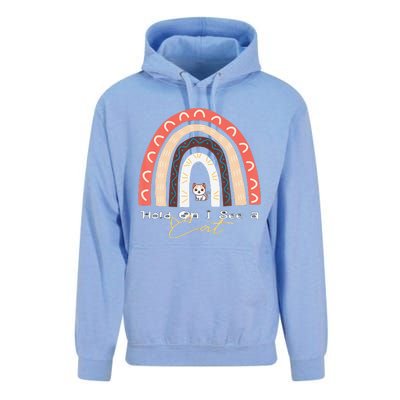 Hold On I See A Cat Cute Rainbow Cat Unisex Surf Hoodie