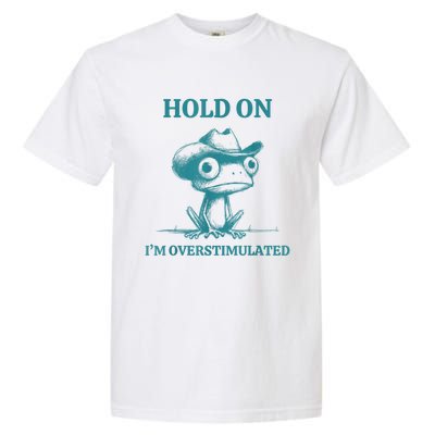 Hold On Im Overstimulated Frog Adhd And Anxiety Funny Frog Garment-Dyed Heavyweight T-Shirt