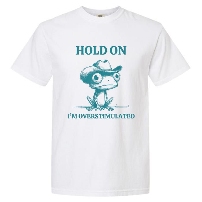 Hold On Im Overstimulated Frog Adhd And Anxiety Funny Frog Garment-Dyed Heavyweight T-Shirt