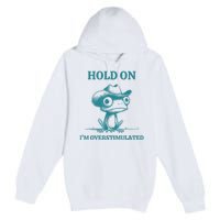 Hold On Im Overstimulated Frog Adhd And Anxiety Funny Frog Premium Pullover Hoodie