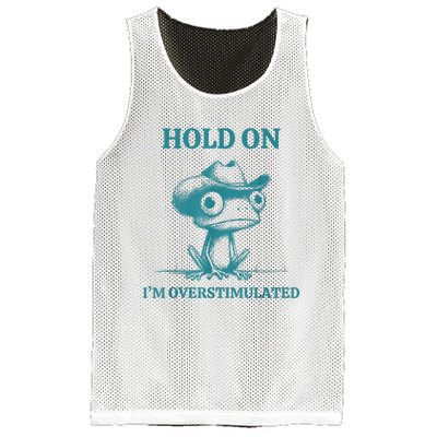 Hold On Im Overstimulated Frog Adhd And Anxiety Funny Frog Mesh Reversible Basketball Jersey Tank