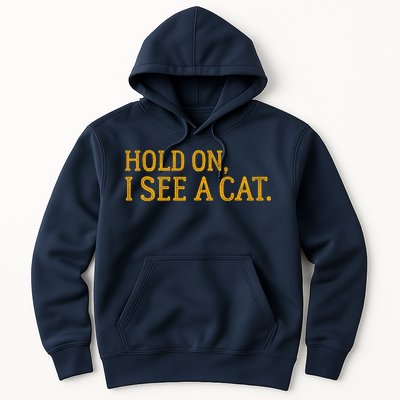Hold On I See A Cat, Funny Cat Lovers Sarcastic Sayings Hoodie