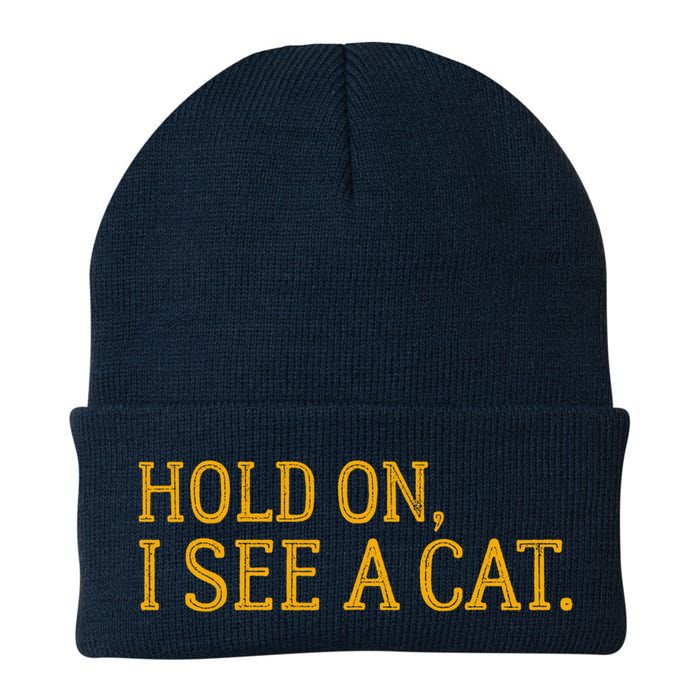 Hold On I See A Cat, Funny Cat Lovers Sarcastic Sayings Beanie