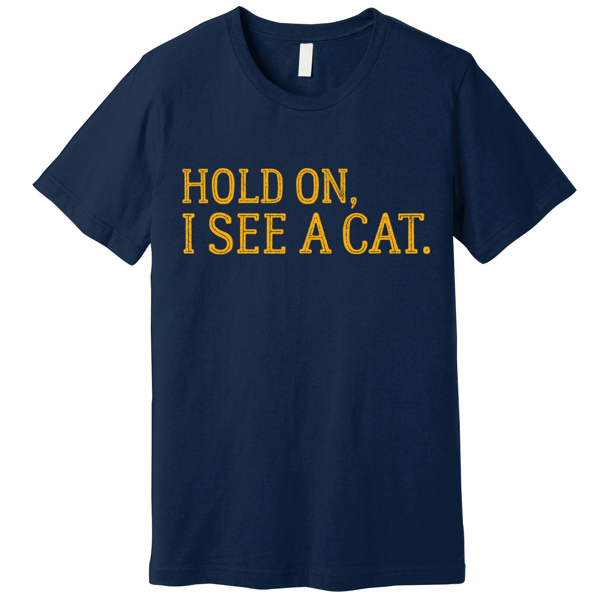 Hold On I See A Cat, Funny Cat Lovers Sarcastic Sayings Premium T-Shirt