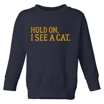 Hold On I See A Cat, Funny Cat Lovers Sarcastic Sayings Toddler Sweatshirt