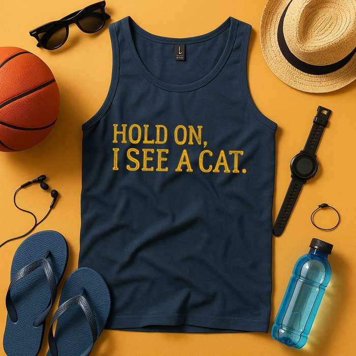 Hold On I See A Cat, Funny Cat Lovers Sarcastic Sayings Tank Top
