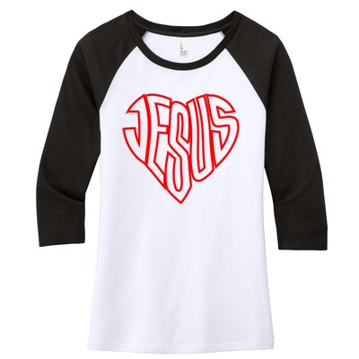 Heart Of Jesus Women's Tri-Blend 3/4-Sleeve Raglan Shirt