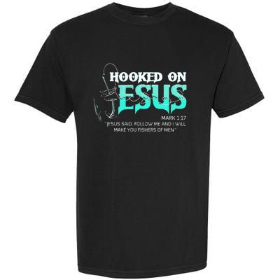 Hooked On Jesus Funny Fishing Garment-Dyed Heavyweight T-Shirt