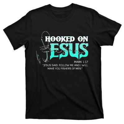 Hooked On Jesus Funny Fishing T-Shirt