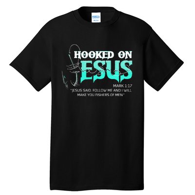 Hooked On Jesus Funny Fishing Tall T-Shirt