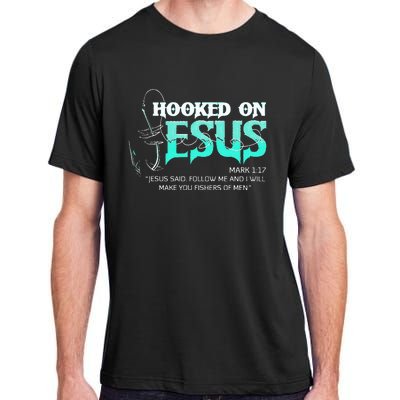 Hooked On Jesus Funny Fishing Adult ChromaSoft Performance T-Shirt