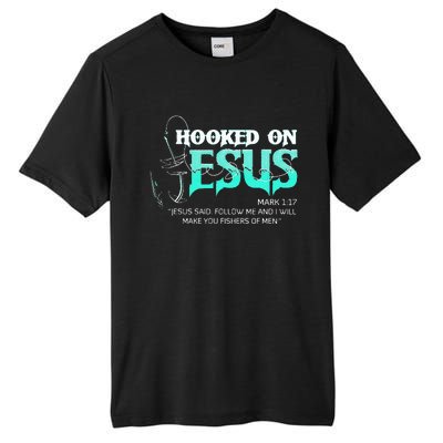 Hooked On Jesus Funny Fishing Tall Fusion ChromaSoft Performance T-Shirt