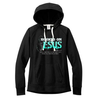 Hooked On Jesus Funny Fishing Women's Fleece Hoodie