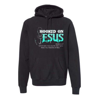 Hooked On Jesus Funny Fishing Premium Hoodie