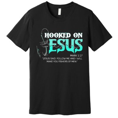 Hooked On Jesus Funny Fishing Premium T-Shirt