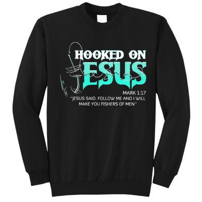 Hooked On Jesus Funny Fishing Tall Sweatshirt