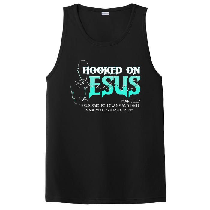 Hooked On Jesus Funny Fishing PosiCharge Competitor Tank