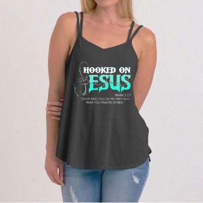 Hooked On Jesus Funny Fishing Women's Strappy Tank