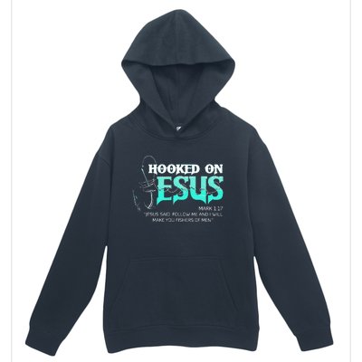 Hooked On Jesus Funny Fishing Urban Pullover Hoodie