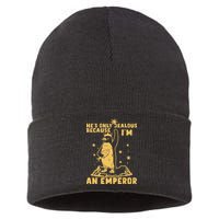 Hes Only Jealous Because Im An Emperor Penguin Sustainable Knit Beanie