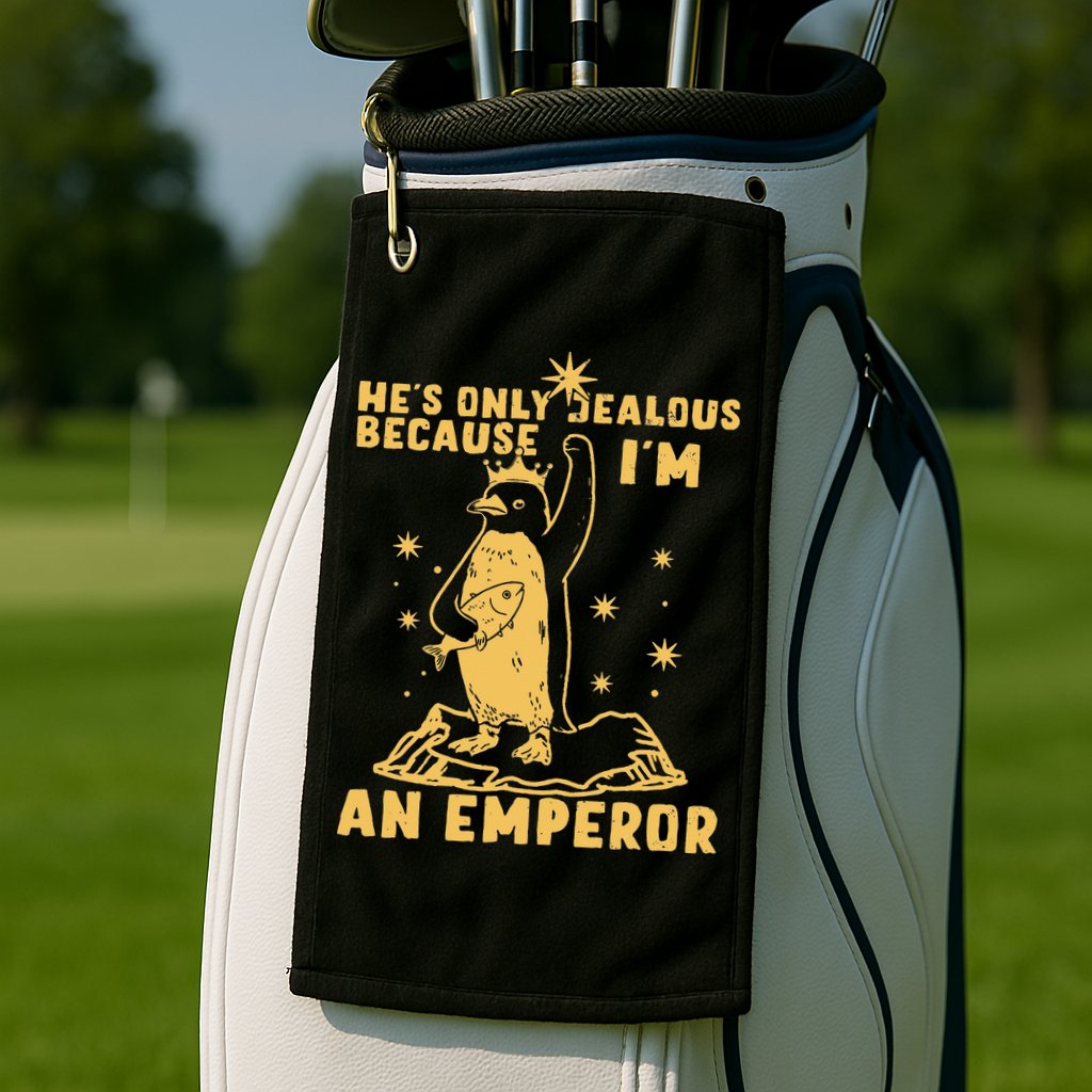 Hes Only Jealous Because Im An Emperor Penguin Golf Towel