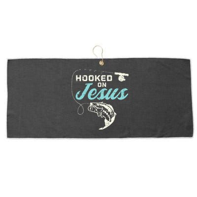 Hook On Jesus Bass Fishing Christian Religious God Gift Large Microfiber Waffle Golf Towel