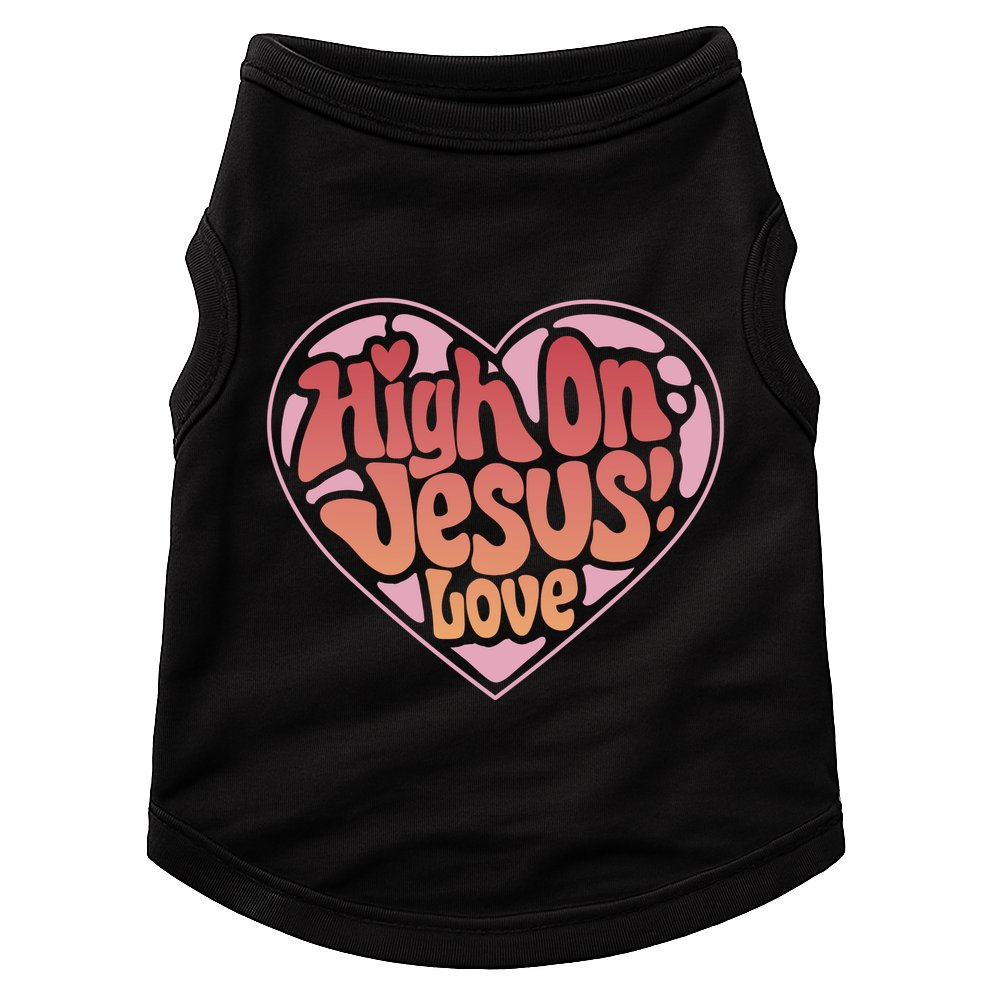 High On Jesus Love Heart Christian Doggie Tank