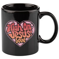High On Jesus Love Heart Christian 11oz C Handle Ceramic Mug
