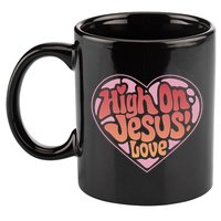 High On Jesus Love Heart Christian 11oz C Handle Ceramic Mug