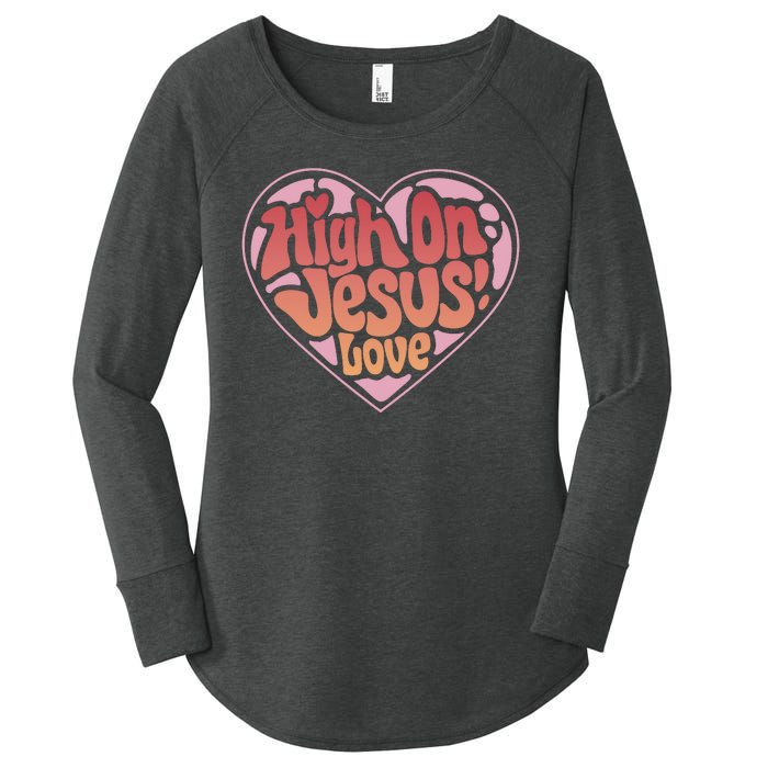 High On Jesus Love Heart Christian Women's Perfect Tri Tunic Long Sleeve Shirt