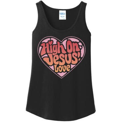 High On Jesus Love Heart Christian Ladies Essential Tank