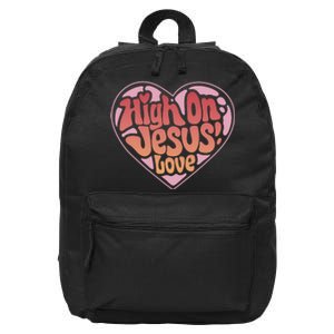 High On Jesus Love Heart Christian 16 in Basic Backpack