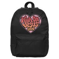 High On Jesus Love Heart Christian 16 in Basic Backpack