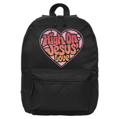 High On Jesus Love Heart Christian 16 in Basic Backpack