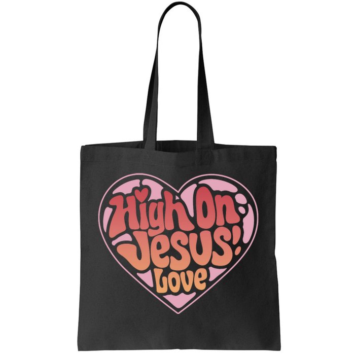 High On Jesus Love Heart Christian Tote Bag