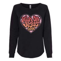 High On Jesus Love Heart Christian Womens California Wash Sweatshirt