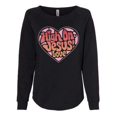 High On Jesus Love Heart Christian Womens California Wash Sweatshirt