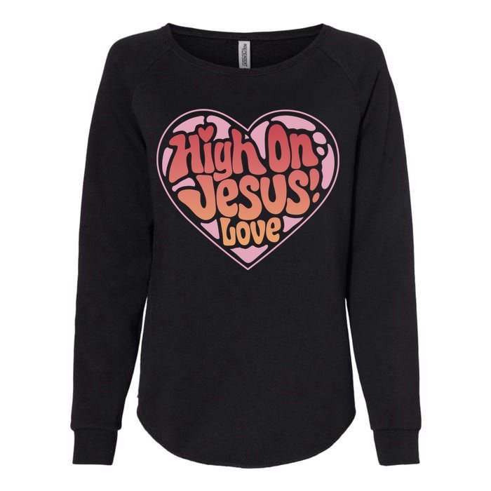 High On Jesus Love Heart Christian Womens California Wash Sweatshirt