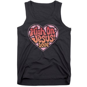 High On Jesus Love Heart Christian Tank Top