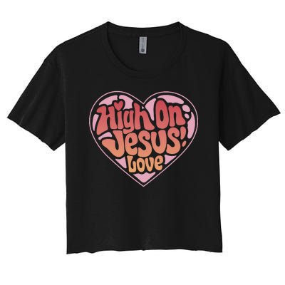 High On Jesus Love Heart Christian Women's Crop Top Tee