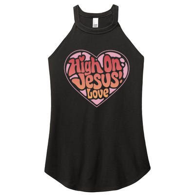 High On Jesus Love Heart Christian Women's Perfect Tri Rocker Tank