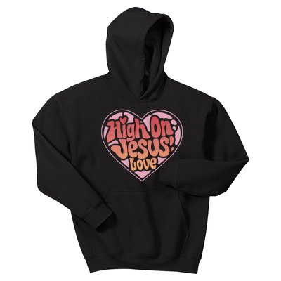 High On Jesus Love Heart Christian Kids Hoodie