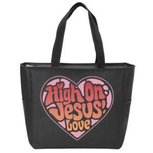 High On Jesus Love Heart Christian Zip Tote Bag