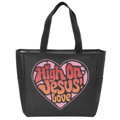 High On Jesus Love Heart Christian Zip Tote Bag